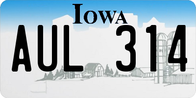 IA license plate AUL314