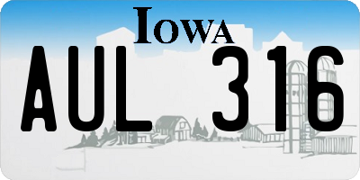 IA license plate AUL316