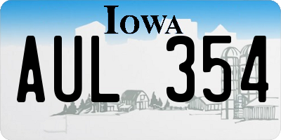IA license plate AUL354