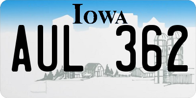 IA license plate AUL362