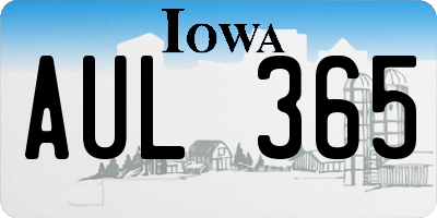 IA license plate AUL365