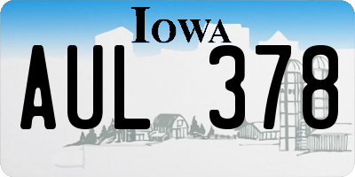 IA license plate AUL378