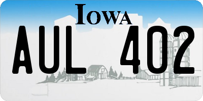 IA license plate AUL402