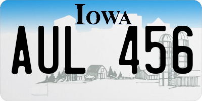 IA license plate AUL456