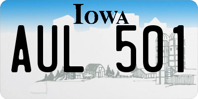 IA license plate AUL501