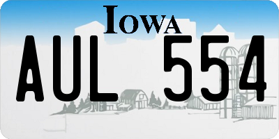 IA license plate AUL554