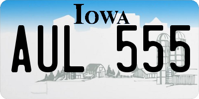 IA license plate AUL555