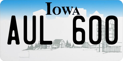 IA license plate AUL600