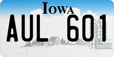 IA license plate AUL601