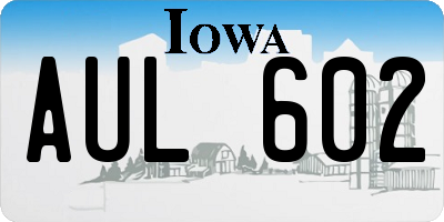IA license plate AUL602