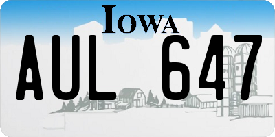 IA license plate AUL647