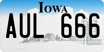 IA license plate AUL666