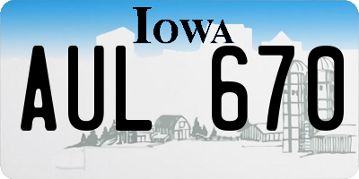 IA license plate AUL670