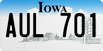IA license plate AUL701