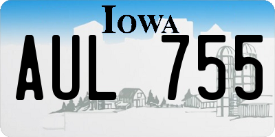 IA license plate AUL755