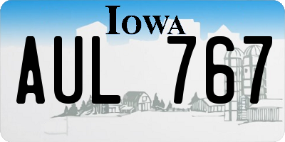 IA license plate AUL767