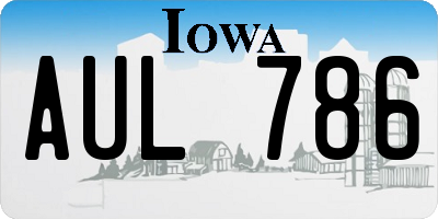 IA license plate AUL786