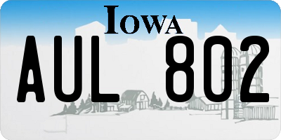 IA license plate AUL802