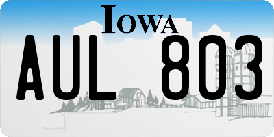 IA license plate AUL803