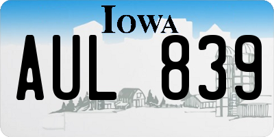 IA license plate AUL839