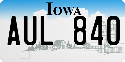 IA license plate AUL840