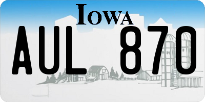 IA license plate AUL870