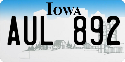IA license plate AUL892