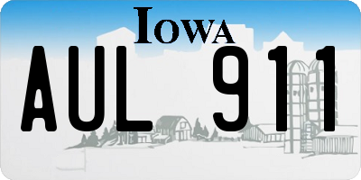 IA license plate AUL911