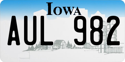IA license plate AUL982
