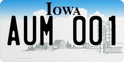 IA license plate AUM001
