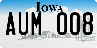 IA license plate AUM008