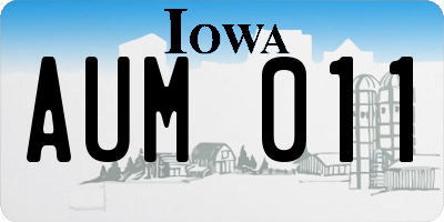 IA license plate AUM011