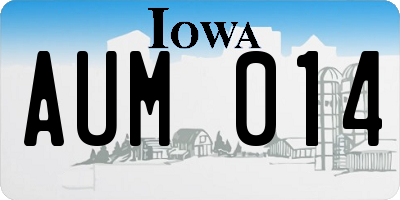 IA license plate AUM014