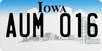IA license plate AUM016