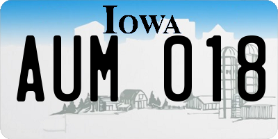 IA license plate AUM018