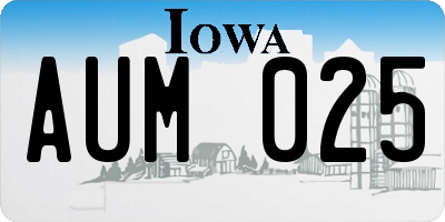 IA license plate AUM025