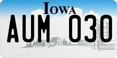IA license plate AUM030