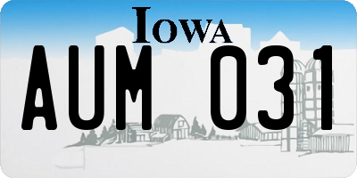 IA license plate AUM031