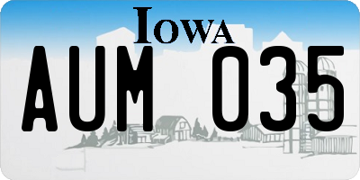 IA license plate AUM035