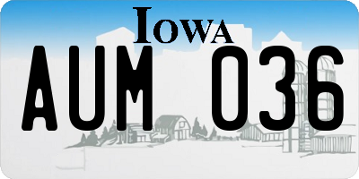 IA license plate AUM036