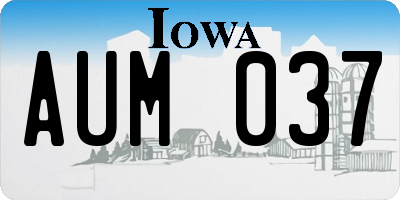 IA license plate AUM037