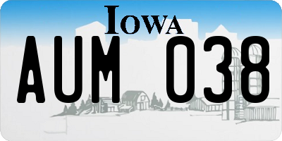 IA license plate AUM038