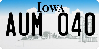 IA license plate AUM040