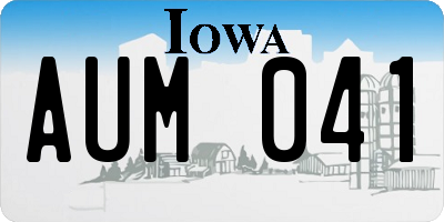 IA license plate AUM041