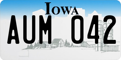 IA license plate AUM042