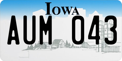 IA license plate AUM043