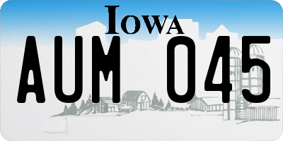 IA license plate AUM045