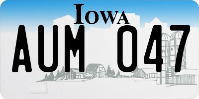 IA license plate AUM047