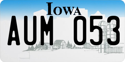 IA license plate AUM053