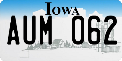 IA license plate AUM062